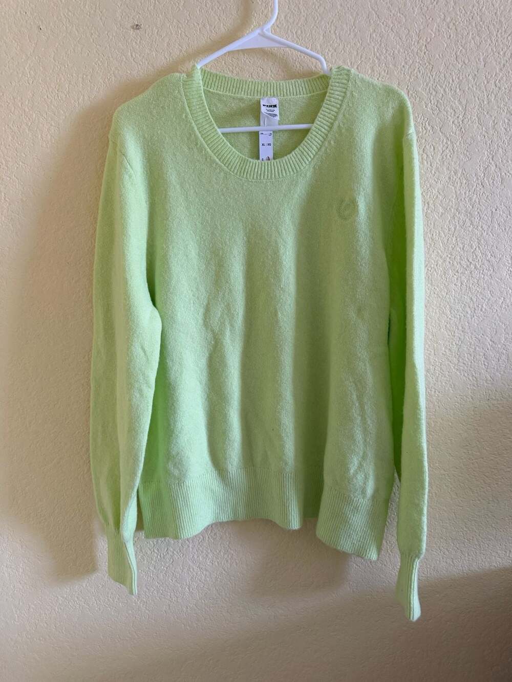 NWT Victoria's Secret PINK Lime Green Crewneck Sweater Size XL